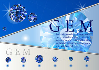 Diamond background gemstone 3d realistic vector illustration