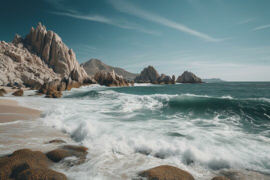 A scenic view of Cabo's ocean landscape. Generative AI