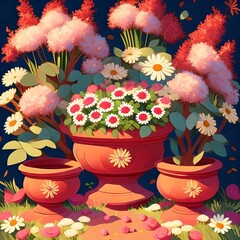 flowers in pots