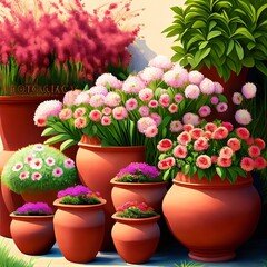flowers in pots