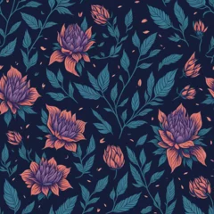 Fotobehang Vector illustration of a seamless floral pattern © CloudSL