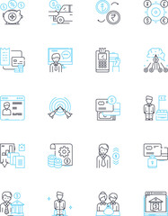 Love and affection linear icons set. Romance, Attachment, Devotion, Fondness, Embrace, Adore, Infatuation line vector and concept signs. Cuddle,Passion,Loyalty outline illustrations