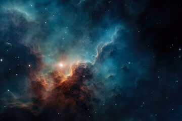 Obraz na płótnie Canvas Stellar Depths: Distant Nebula and Stars in a Deep Universe Illustration