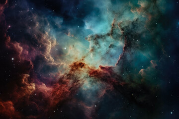Naklejka na ściany i meble Stellar Depths: Distant Nebula and Stars in a Deep Universe Illustration