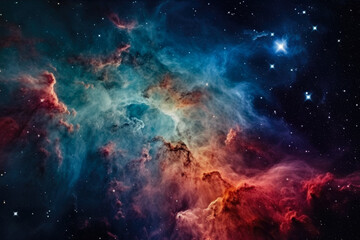Obraz premium Stellar Depths: Distant Nebula and Stars in a Deep Universe Illustration