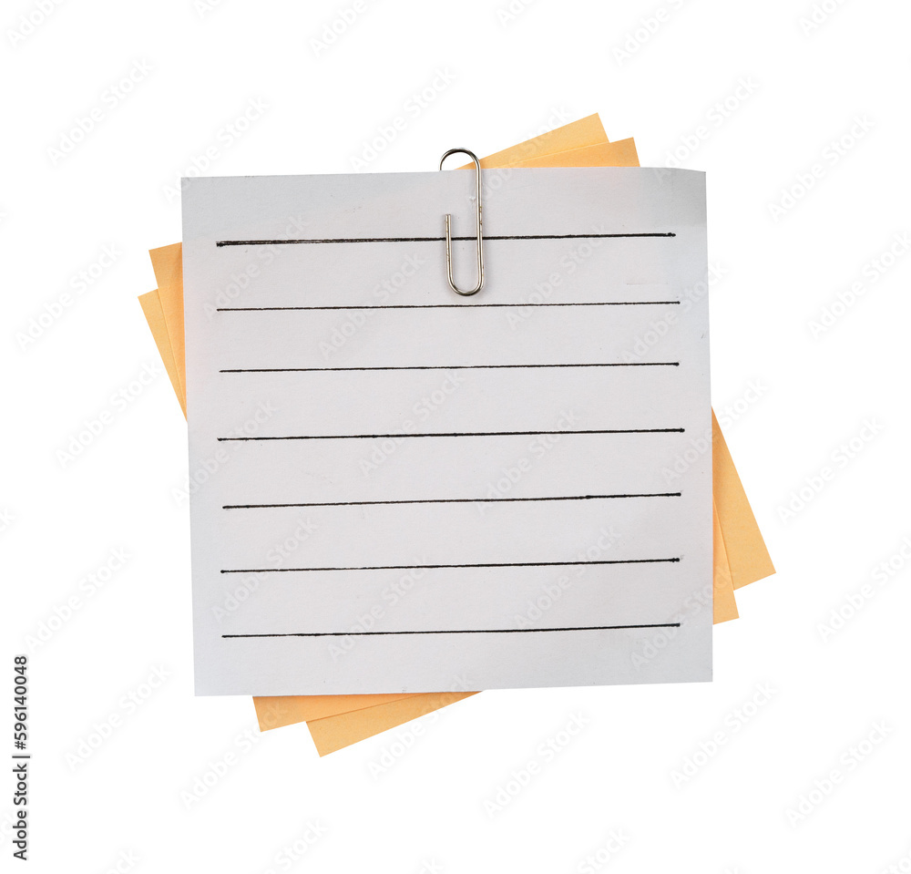 Aufkleber stack of note paper with clip isolated