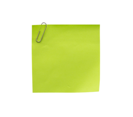 green note paper isolated with clip