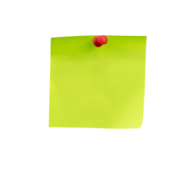 blank green paper note with push pin