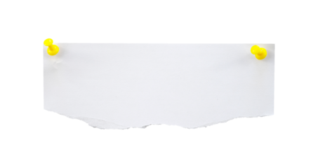 torn blank note paper with push pin