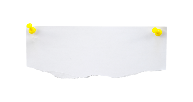 torn blank note paper with push pin