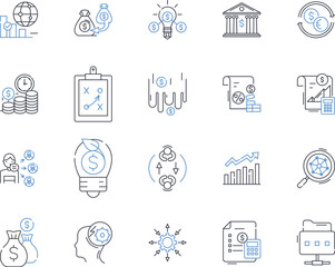 Industry group line icons collection. Manufacturing, Agriculture, Construction, Energy, Information technology, Healthcare, Transportation vector and linear illustration. Hospitality,Retail,Finance