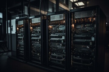 Array of 5 web servers lined up. Generative AI