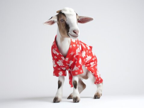 Goat in a red pyjama generated with Generative AI technology