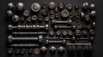 Strength in Gray: Powerful Fitness Weights on a Grey Background