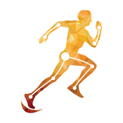 Running man designed using polygonal style graphic vector. Human body silhouette.