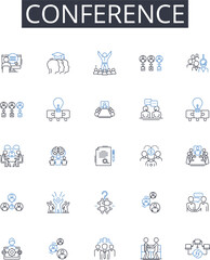 Conference line icons collection. Inspiration, Creativity, Ideation, Collaboration, Innovation, Brainstorm, Session vector and linear illustration. thinking,Problem-solving,Association outline signs