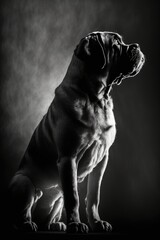 Fototapeta na wymiar corso dog silhouette, studio photography, black and white photography, animals, wall art, generative ai