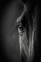 horse silhouette, studio photography, black and white photography, animals, wall art, generative ai
