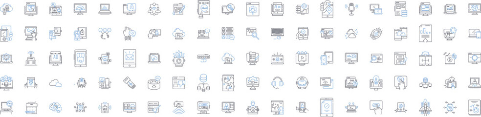 Communication nerk line icons collection. Nerk, Conversations, Collaborations, Connections, Technology, Relationships, Interactions vector and linear illustration. Messaging,Intercom,Collaboration