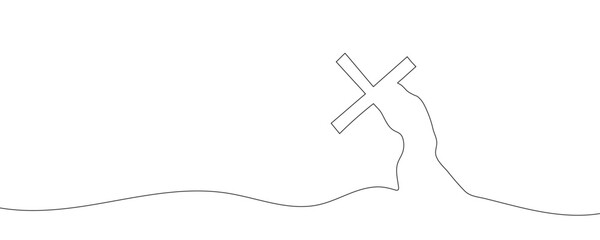 drawing of jesus christ carrying the cross drawn continuous line. Vector illustration