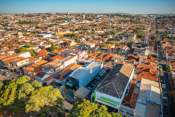 Sertãozinho, Sao Paulo/Brazil - Circa June 2022: Aerial view of Sertãozinho. City center.
