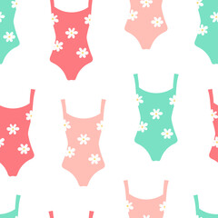 Summer pattern with swimwear in different retro colors. Vector illustration