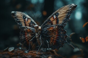 Naklejka na ściany i meble A mythical creature with wings that resemble those of butterflies. Generative AI