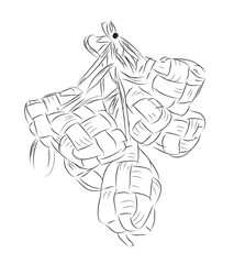 ketupat, simple vector black white hand draw sketch

