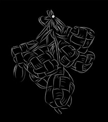 Fototapeta premium ketupat, simple vector black white hand draw sketch