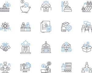 E-commerce management line icons collection. Inventory, Pricing, Sales, Marketing, Analytics, Advertising, Optimization vector and linear illustration. Conversion,Customer,Data outline signs set