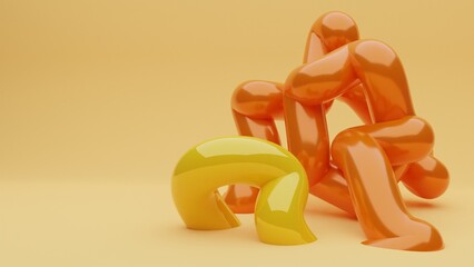 orange and yellow tube abstract illustration isolated on orange background.