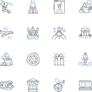 Cultural tourism line icons collection. Heritage, Tradition, Folklore, Art, Music, History, Architecture vector and linear illustration. Cuisine,Festivals,Museums outline signs set