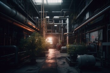 Eco-friendly industrial plant. Generative AI