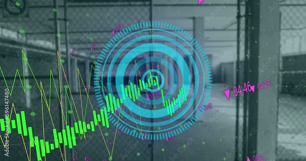 Poster animation of financial data processing over scope scanning