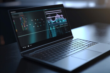 Analyzing business data on a laptop, Generative AI	

