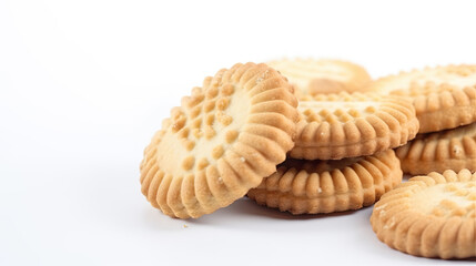 Fototapeta na wymiar delicious butter cookies isolated on white background. unhealthy food concept. Generative AI