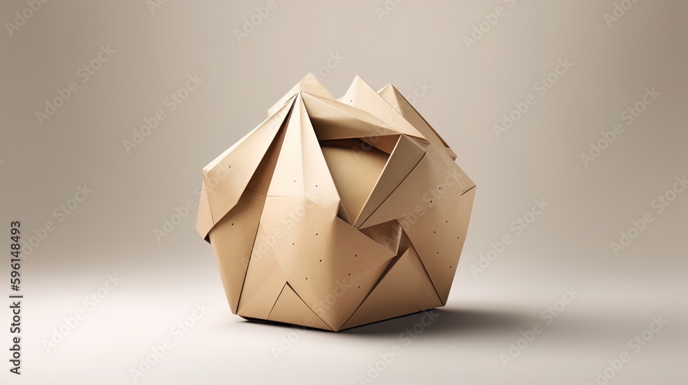 Poster polygonal package perfection: geometric minimalist design on a white backdrop in 8k created with gen