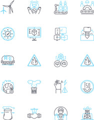 Innovative economy linear icons set. Disruption, Adaptation, Creativity, Innovation, Sustainability, Digitalization, Collaboration line vector and concept signs. Progress,Transformation,Futurism