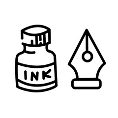 Nib and ink on white background