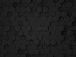 3d render, black color abstract background, Abstract background of polygon shape, black color background, abstract background, 3d background.