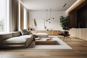 Fototapeta na wymiar Sleek modern interior design using minimalist approach. Generative AI