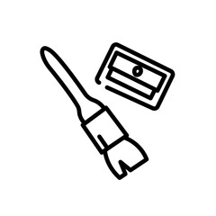 Pencil sharpener and brush on white background