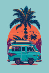 Camper Van and Tree t-shirt graphic design
