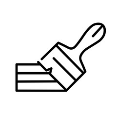 Brush with paint on white background