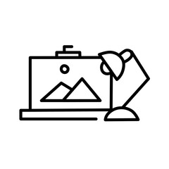 Picture and lamp on white background