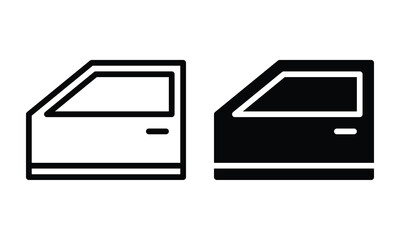 Car door icon with outline and glyph style.
