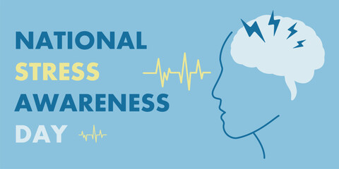Fototapeta premium Banner for National Stress Awareness Day