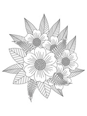 Flower coloring page. Black outline drawing perfect for coloring page or book for children or adults.