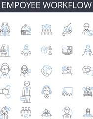 Empoyee workflow line icons collection. Staff process, Personnel sequence, Worker system, Labor management, Staff operations, Work structure, Work protocol vector and linear illustration. Job