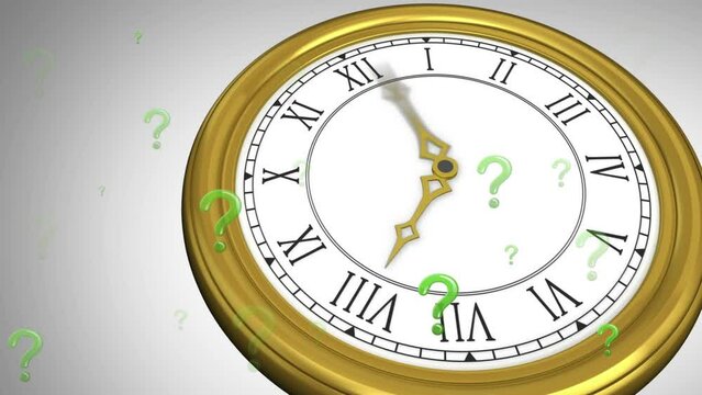 Animation of question marks over clock